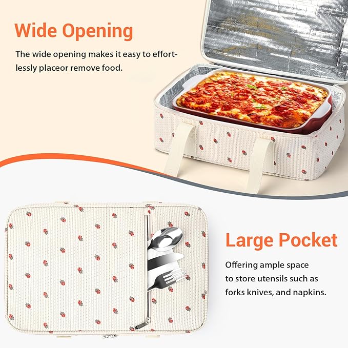 Insulated Casserole Carrier for Hot or Cold Food, Pie Carrier Bag Lunch Bag - Image 5