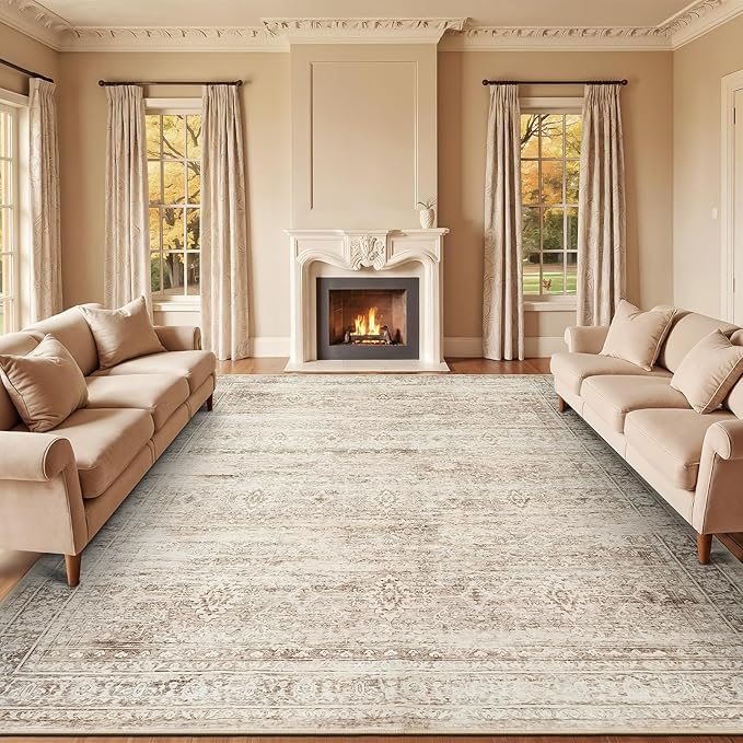 Lofus 9x12 Area Rug for Living Room, Soft Neutral Carpets for Bedroom Dining by Lofus