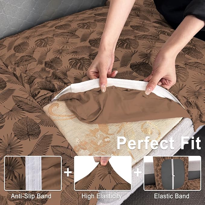 Leather Look Couch Cushion Covers Sofa Seat Slipcovers Sets Couches Furniture - Image 4