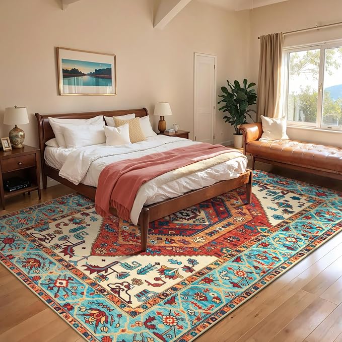 SERISSA Washable Rugs 6x9 Boho Area Rugs, Large Non-Slip Living Room Rug - Image 2