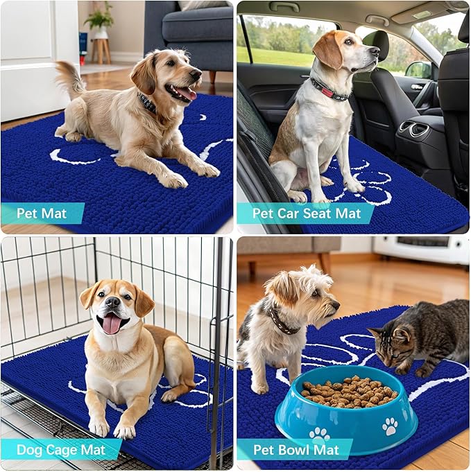 OLANLY Dog Door Mat for Muddy Paws 36x24, Paw Print Design, Absorbs Moisture - Image 7