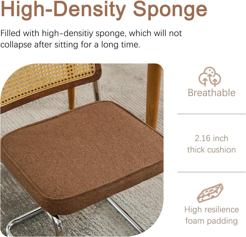 SoarFlash Linen Dining Chair Set of 2 Modern Upholstered Kitchen Chair with W...