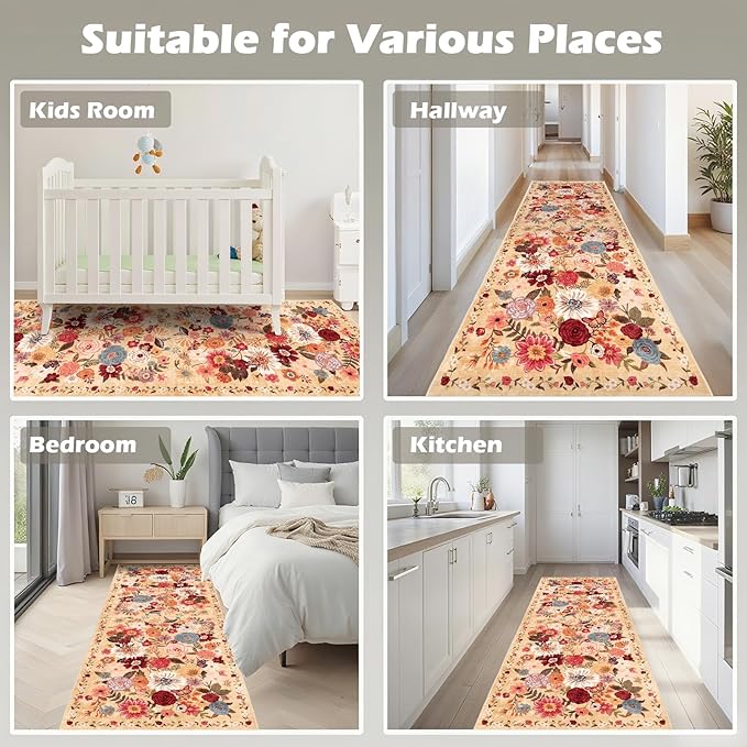 Rug for Hallways Kitchen Rug 2x8, Non Slip Washable Rugs - Image 3