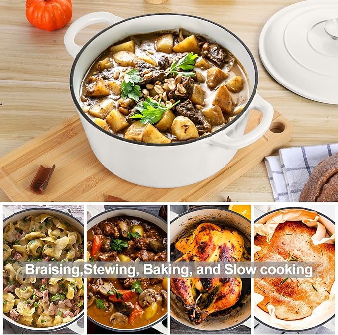 E-far 6 Quart Dutch Oven, Enameled Cast Iron Dutch Oven Pot