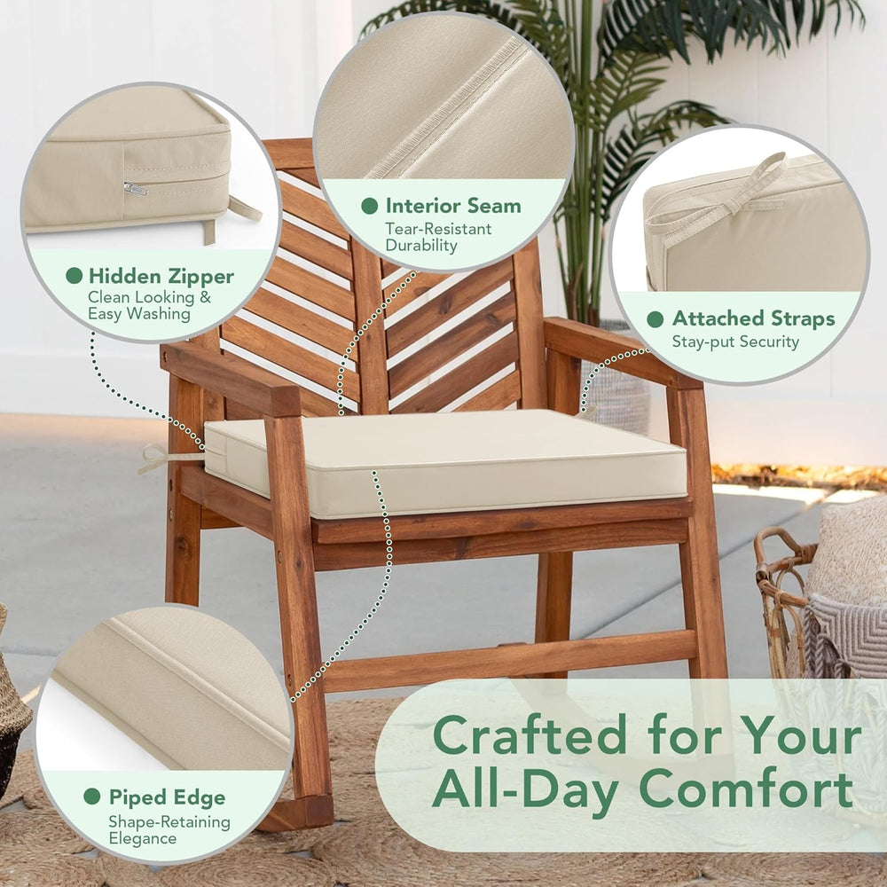Outdoor Chair Cushions Set of 4: Waterproof & Fade Resistant Deep Seat Cu...