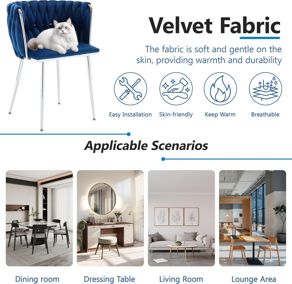 Velvet Dining Chairs Velvet Woven Upholstered Dining Room Chair Modern Armres...