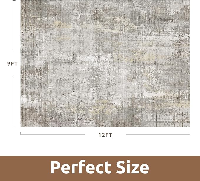 9 x 12 Area Rugs for Living Room, Machine Washable Non Slip Rug Ultra Soft Low - Image 2