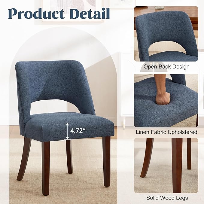 Dining Chairs Set of 2,Modern Dining Room Chairs with Thick Cushions,Upholste...