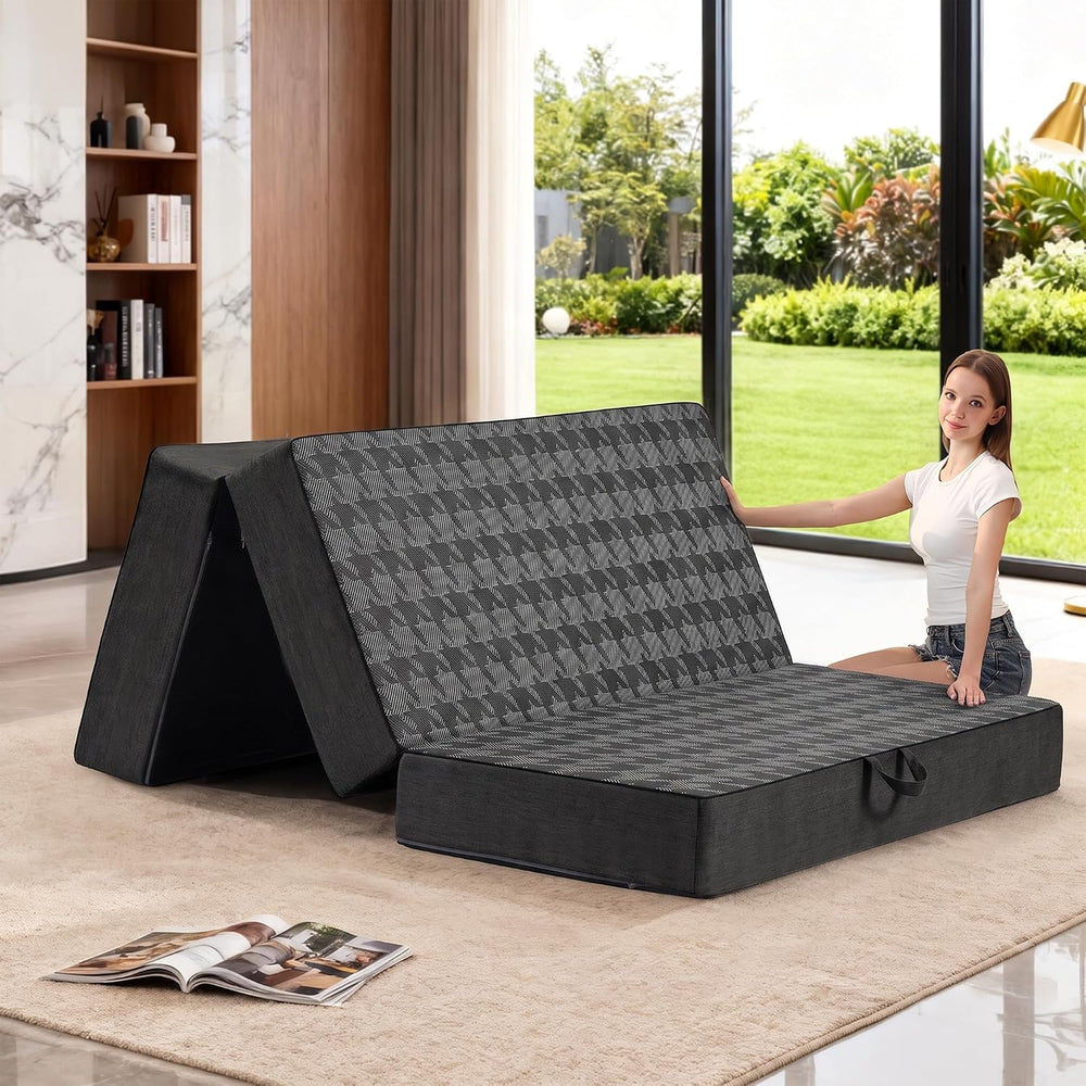Tri Folding Mattress Full Size - 6 Inch Dual-Layer Memory Foam Foldable Mattr...