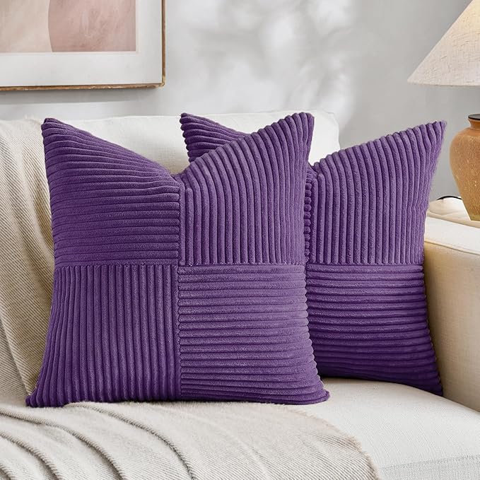 Fancy Homi 2 Packs Purple Euro Decorative Throw Pillow Covers 26x26 Inch by Fancy+Homi