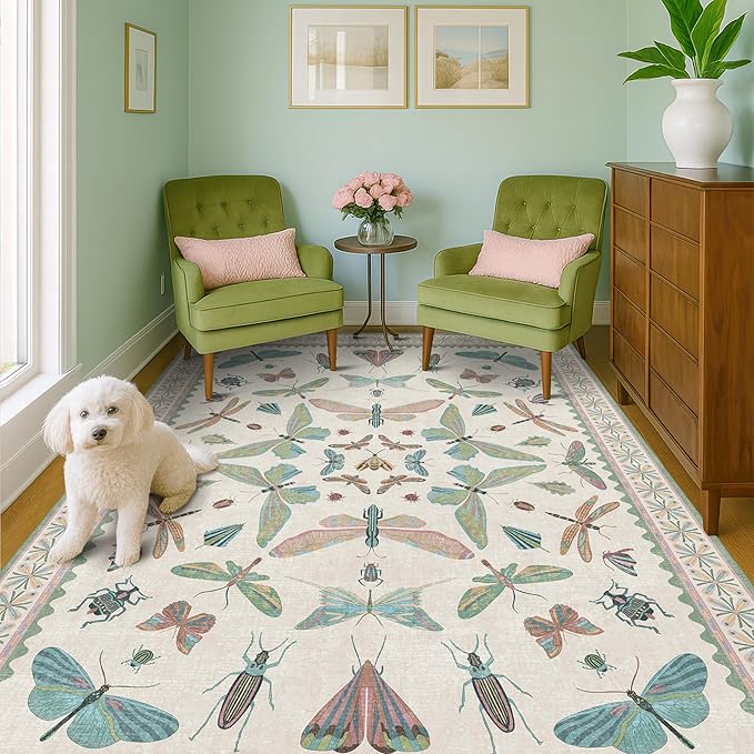 Hazo Haus Green and Blue Nursery Rug 5x8 by HazoHaus