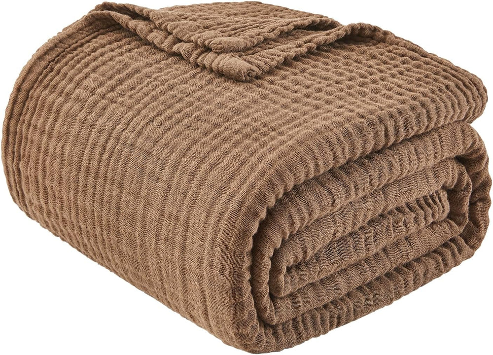 EMME Muslin Blankets for Adults Large Throw Blanket Couch Brown 50" x 71...