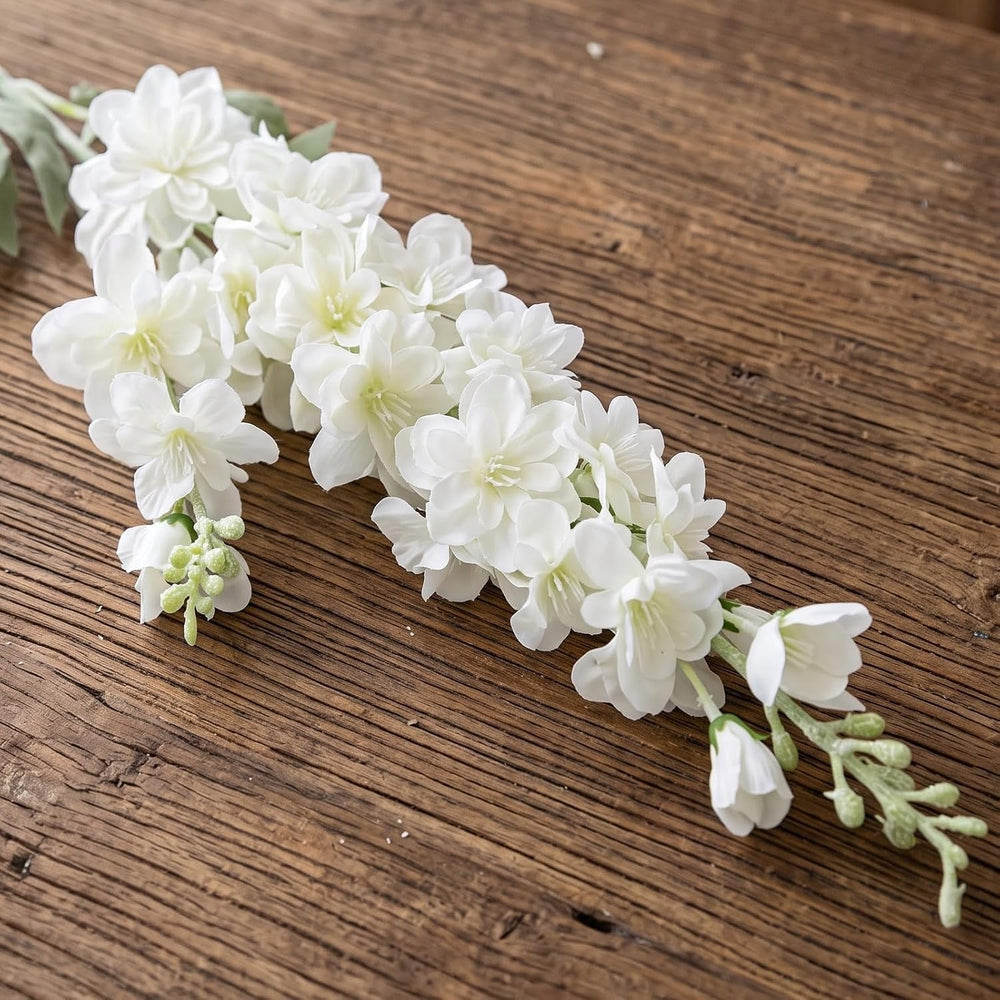 16Pcs White Delphinium Artificial Flowers 33.5" Long Stem Wedding Flower