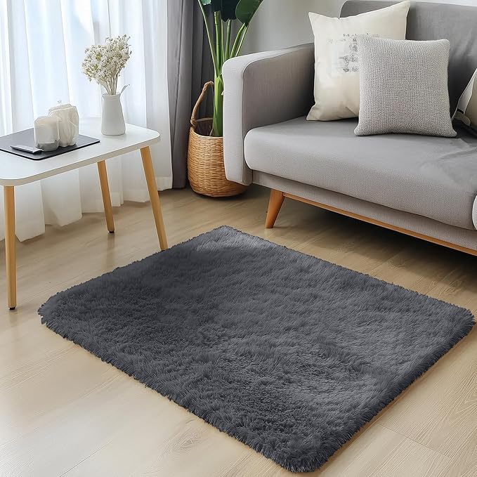 OLANLY 3x3 Machine Washable Small Bedside Rug, Soft Fluffy Shaggy Entryway - Image 7
