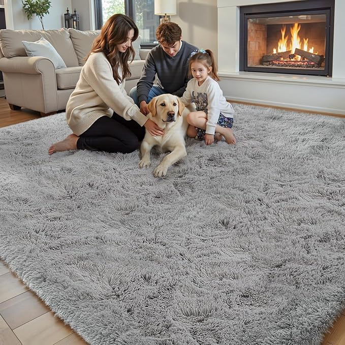 5x8 Feet Grey Fluffy Shag Area Rugs - Image 7