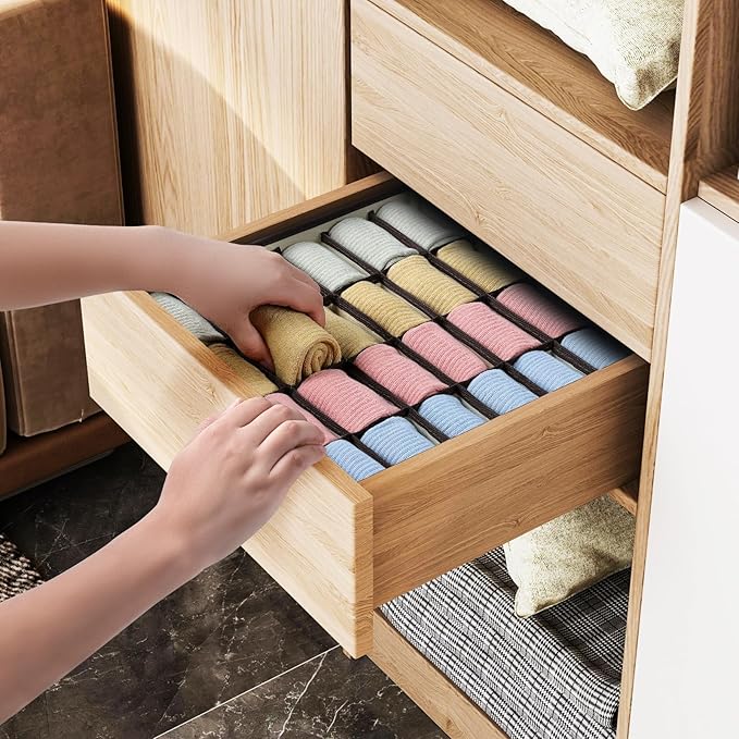 Joyoldelf Sock Drawer Organizer Divider Underwear Organizer 24-cell Fabric - Image 6