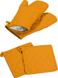 Oven Mitt & Pot Holder 100% Cotton Set of Heat Resistant Oven Gloves & Hot Pads by SoftopiaCotton