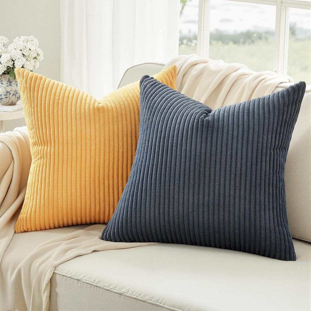 Topfinel Decorative Velvet Pillow Covers 18x18 New Blue and Orange Boho Farmh...