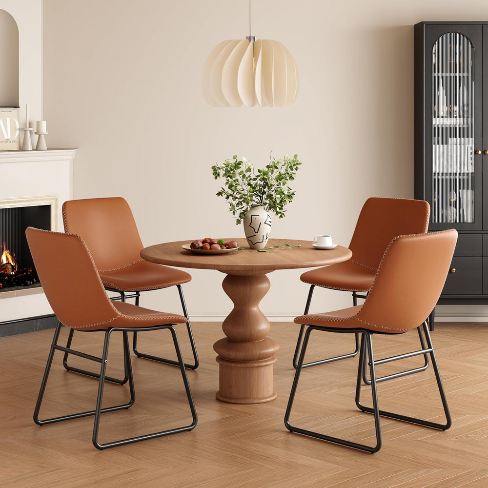Soohow Mid-Century Modern Dining Chairs Set of 4, Faux Leather Upholstered Ki...