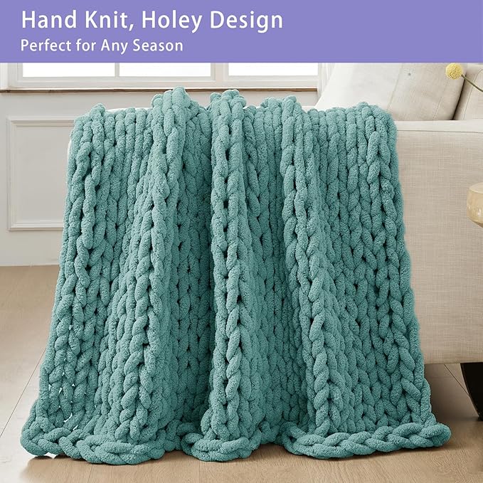 Bigacogo Chunky Knit Throw Blanket - Image 4