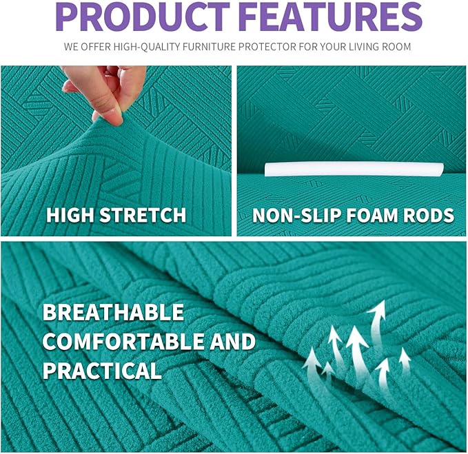 ZNSAYOTX Super Stretch Sofa Cover, New Striped Sofa Covers Fitted Slipcovers - Image 4