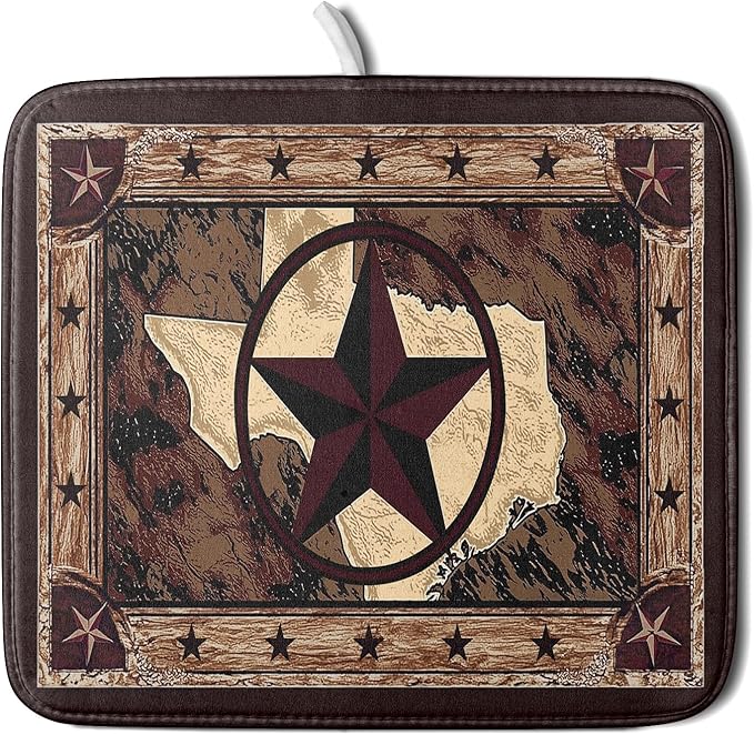 Giwawa Western Texas Star Dish Drying Mat 16"x18", Rustic Primitive Country by Giwawa