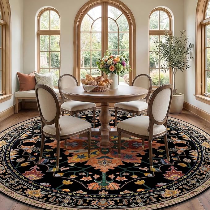 RELEANY Area Rugs 8ft Washable Non-Slip, Floral Vintage Distress Print Pattern - Image 2