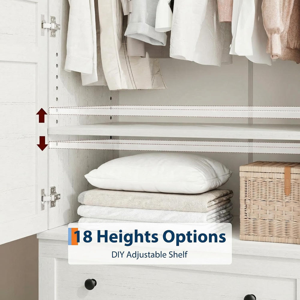 IDEALHOUSE Armoire Wardrobe Closet with 2 Drawers, 72" Tall Wooden Cloth...