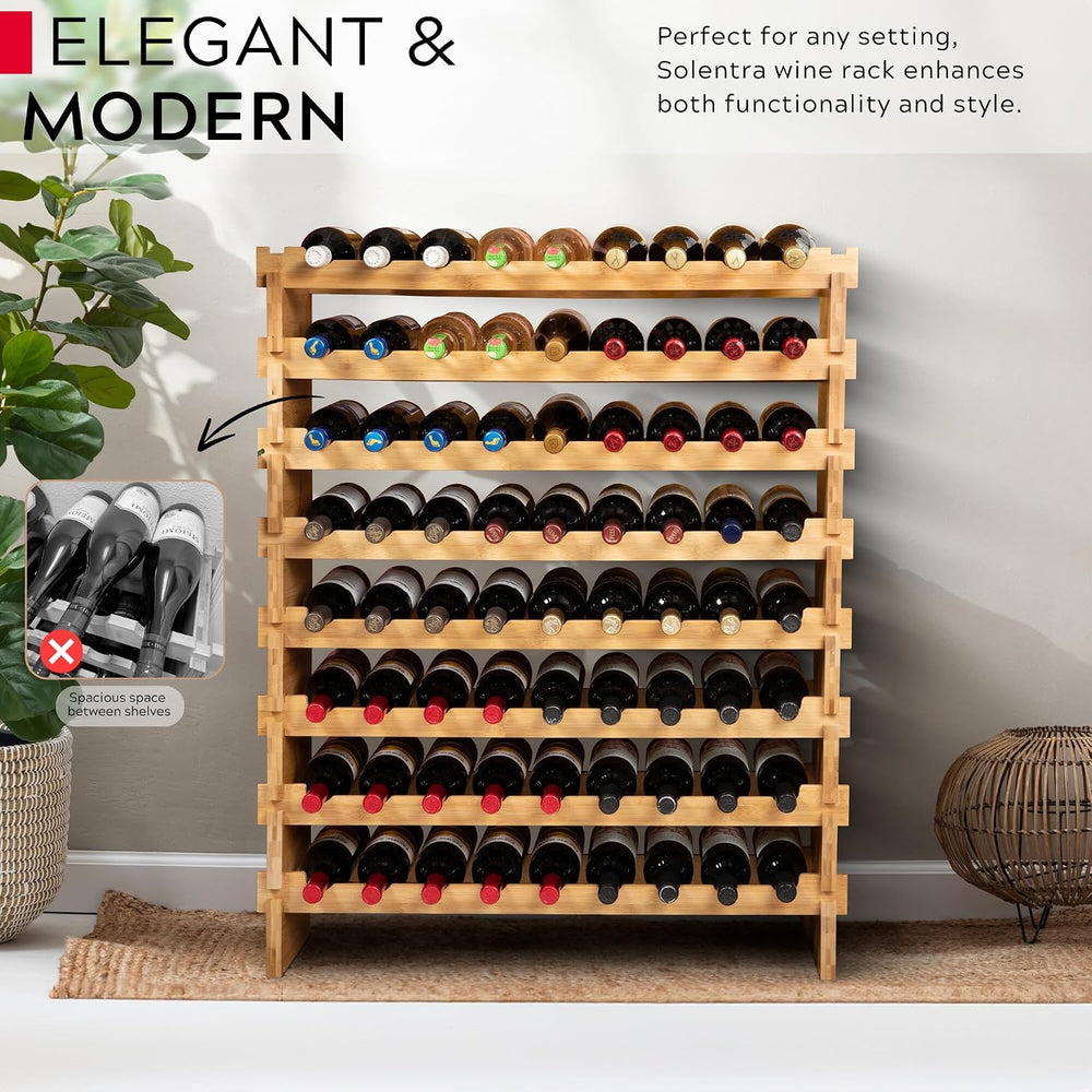 72 Bottle Wine Rack – Modular Freestanding Bamboo Wine Storage Shelf for Home...
