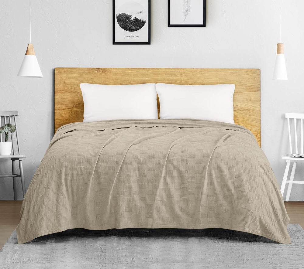 Utopia Bedding 100% Cotton Thermal Blanket Khaki King, 90x108 Inches