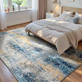 Ompaa Living Room Rug 5x8 Ultramarine Area Rug Machine Washable Boho Rug Non by OmpaaHomeDecor