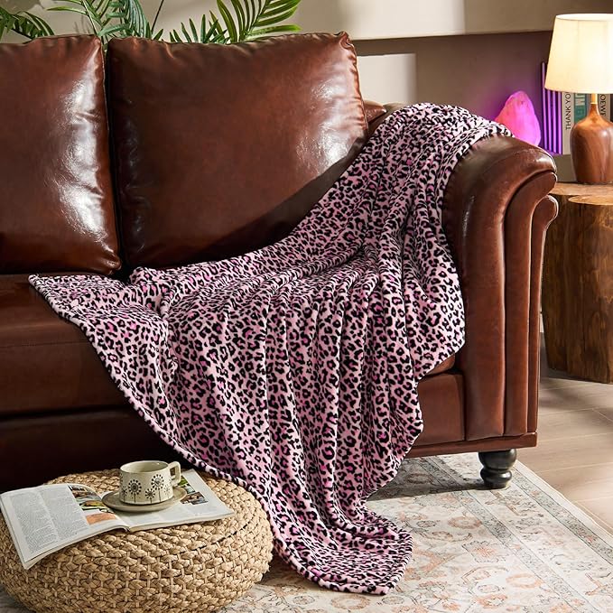 BEDELITE Pink Leopard Blanket Twin– Soft & Cozy Cheetah Blanket - Image 4