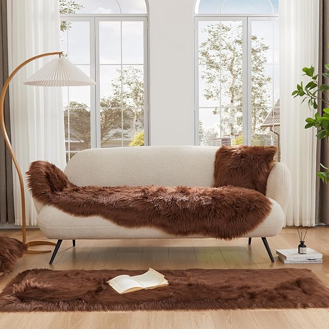 EasyJoy Ultra Soft Fluffy Rugs Faux Fur Rug Chair Cover Seat Pad Fuzzy Area Rug - Image 3