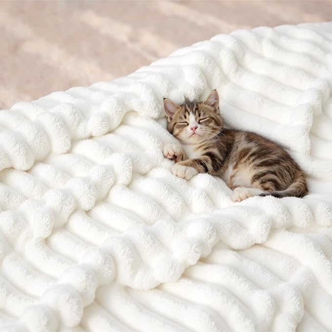 Bedsure GentleSoft California King Size White Fleece Blanket - Image 8