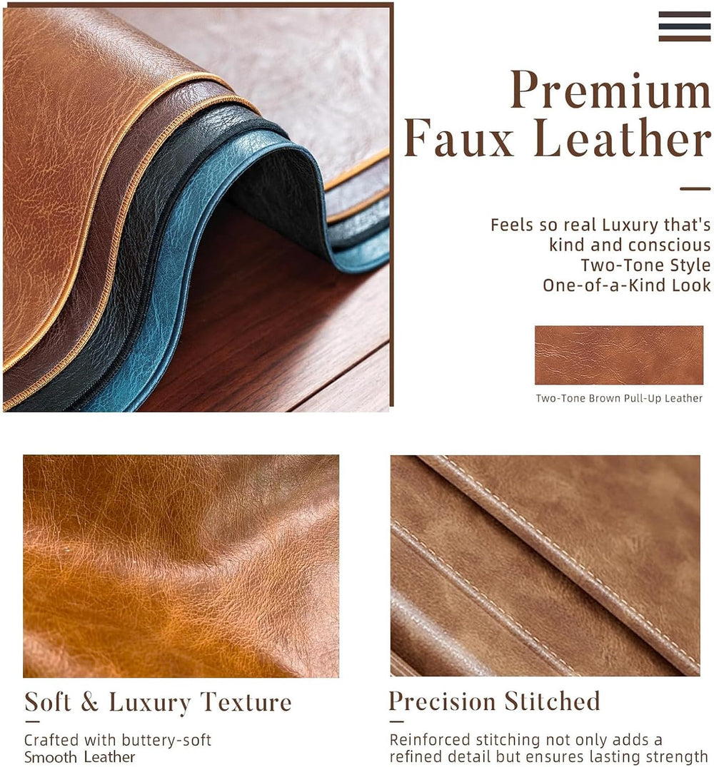 83" Faux Leather Futon Couch,Mid Century Modern Leather Sofa(Brown)