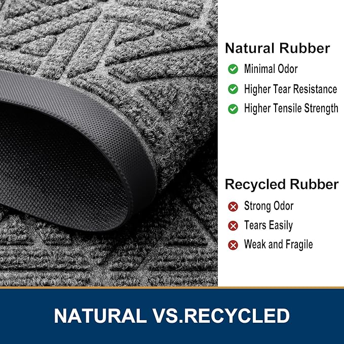 Smiry Front Door Mat Outside Entrance, Heavy Duty Sturdy Natural Rubber Doormat - Image 5