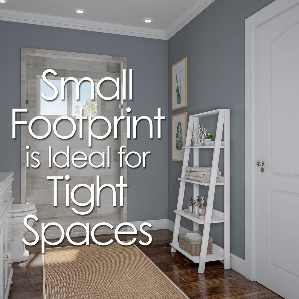 4-Tier Ladder Bookshelf - Freestanding Shelved Bookcase with X-Back Frame and...