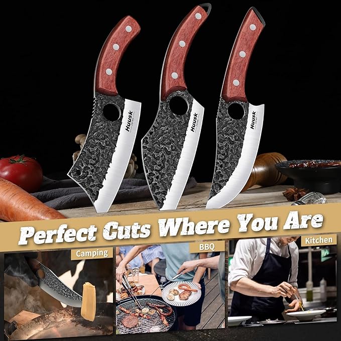 Huusk Butcher Knife Set of 3- Japanese Knife Set - Image 6