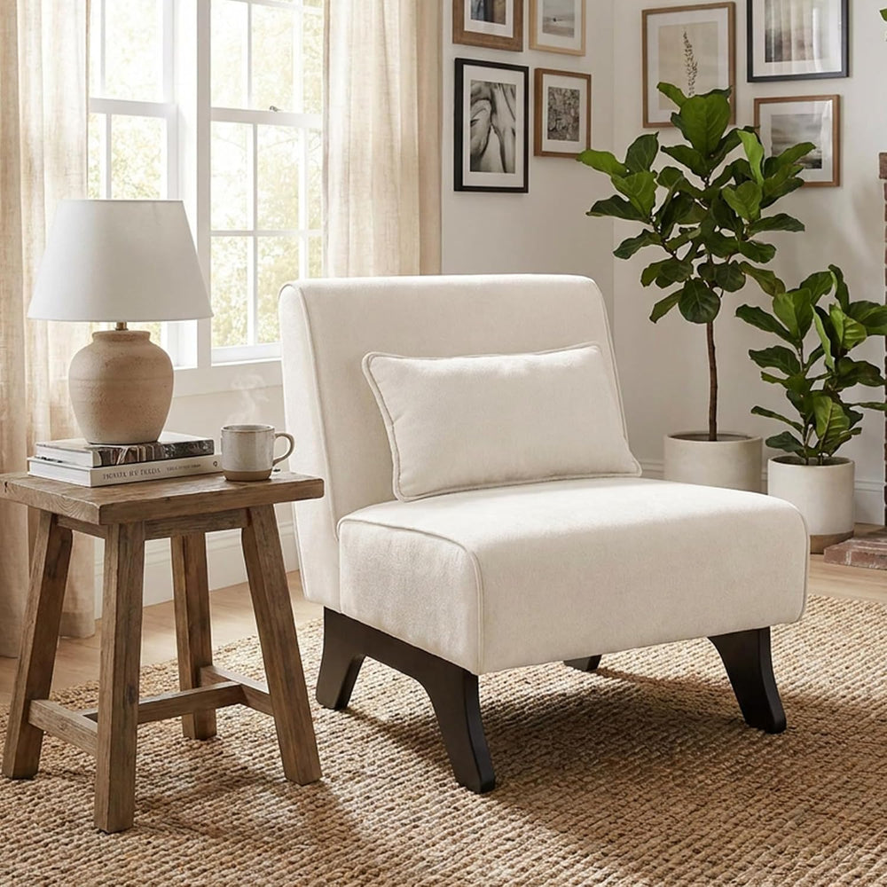 Armless Accent Chair Comfy Upholstered Modern Living Room Side Chair