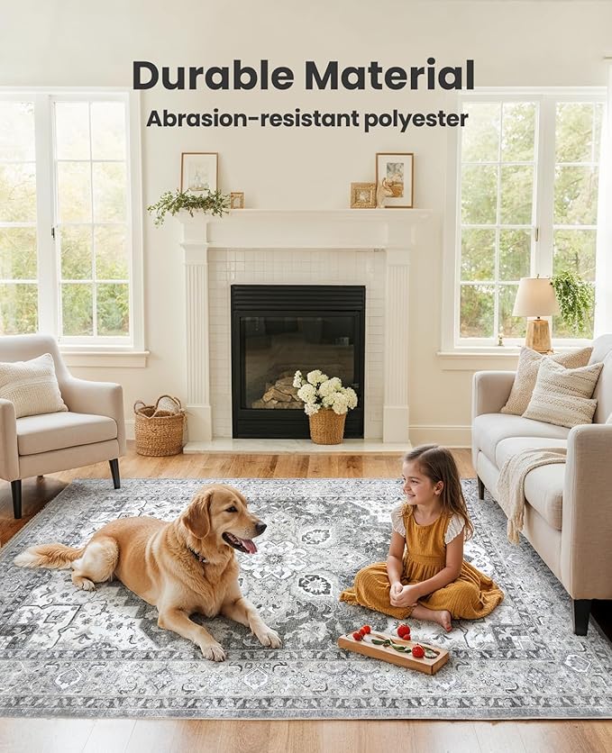 AMADA HOMEFURNISHING 5x7 Area Rugs, Washable Living Room Rug Low-Profile - Image 3