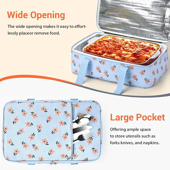 Insulated Casserole Carrier for Hot or Cold Food, Pie Carrier Bag Lunch Bag - Image 5