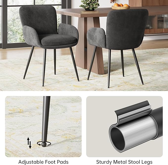 VKNOW Modern Dining Chairs Set of 2, Upholstered Dining Room Chair with Armre...