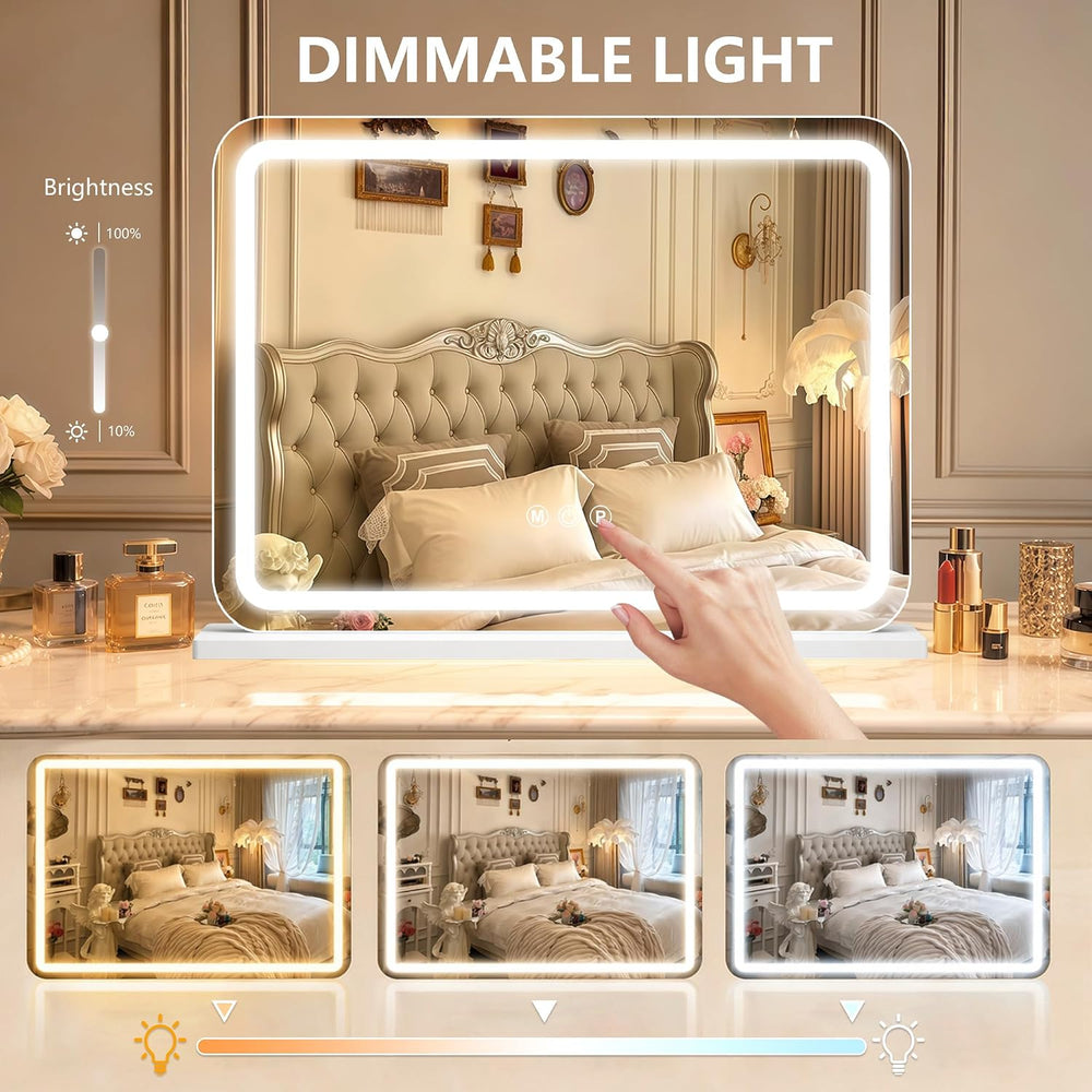 23" x 18" Vanity Mirror with Lights, Led Lighted Makeup Mirror with...