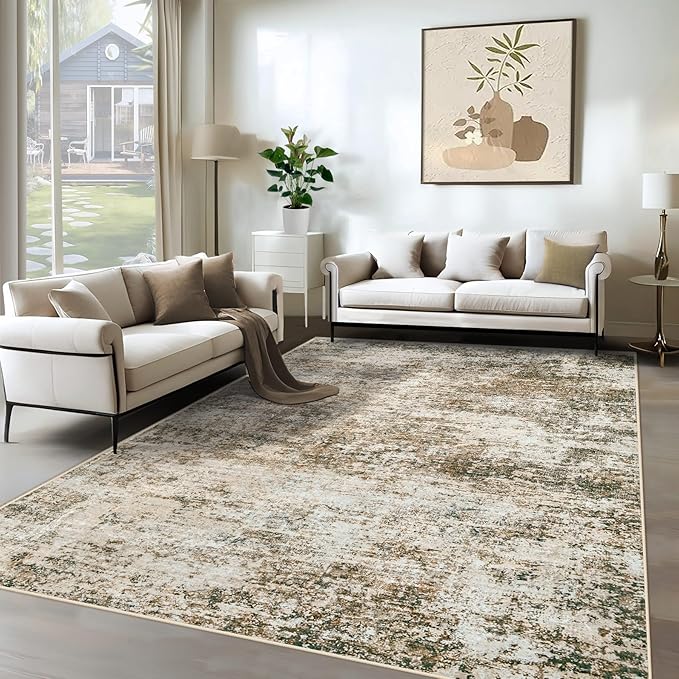 6x9 Area Rugs for Living Room, Washable Modern Abstract Large Area Rug Neutral by XLUEZ