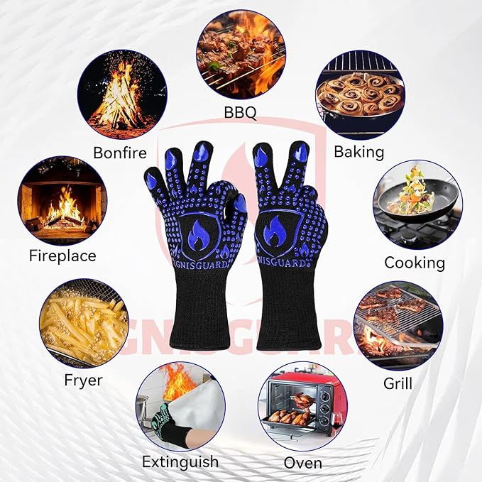 BBQ & Grill Gloves, Oven Gloves, 1472°F Silicone Oven Mitts Heat Resistant - Image 8
