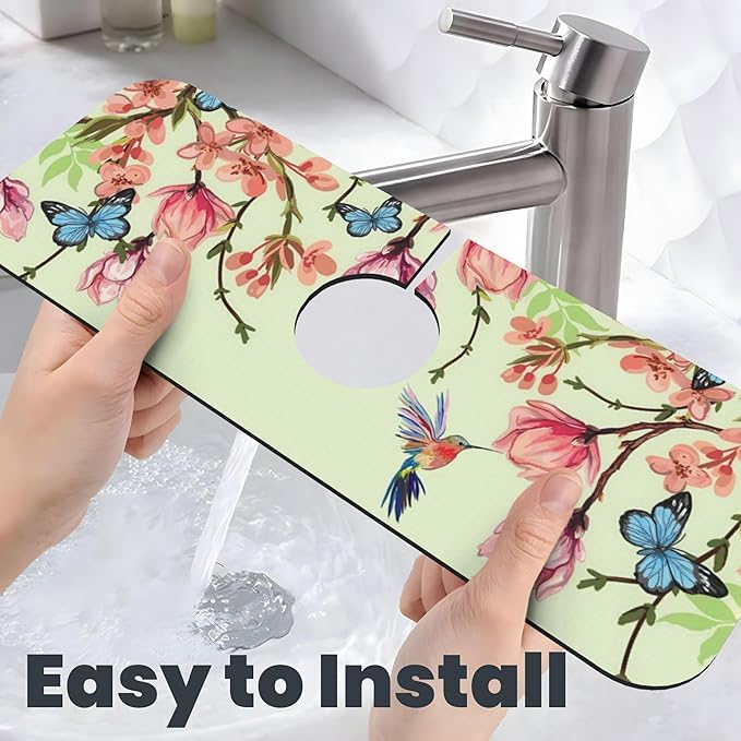 Bird Floral Flowers Dish Drying Mat - Image 8