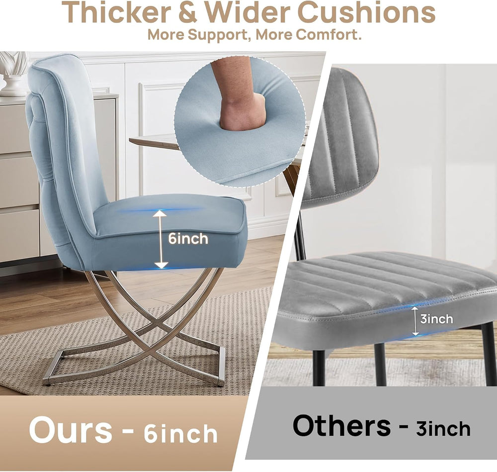 WUTUTUEE Luxury Velvet Dining Chairs, Tufted Upholstered Armless Accent Chair...