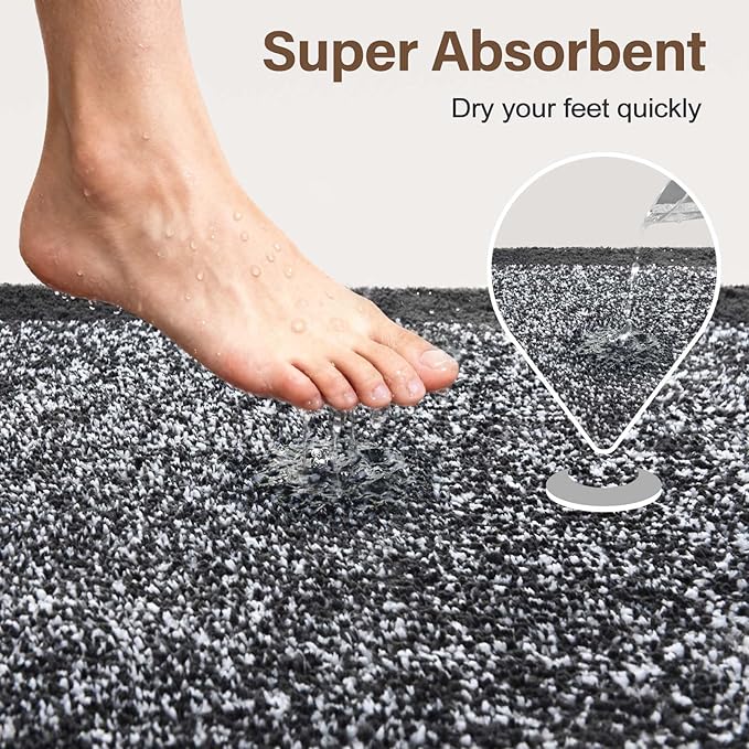 70x24 Long Bathroom Rugs Washable Non Slip, Dark Grey Bath Mat - Image 7