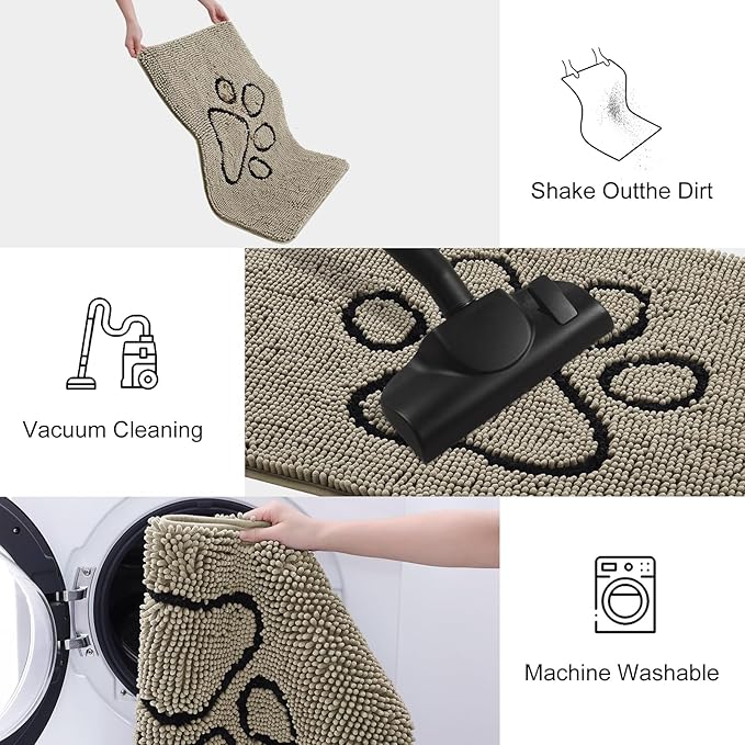 Smiry Dog Door Mat for Muddy Paws, Absorbent Dirt Trapper Non Slip Quick Dry - Image 6