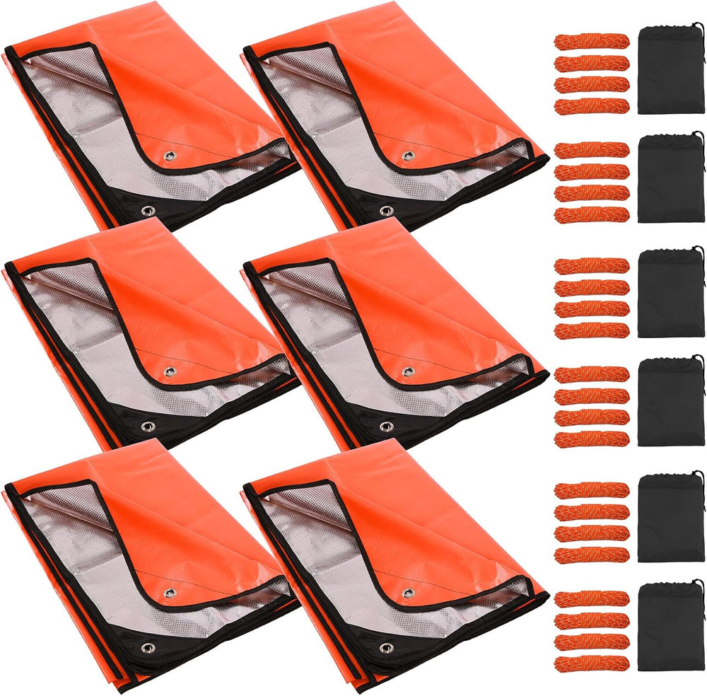 6 Pack Emergency Blankets, Waterproof Survival Thermal Tarp, Multipurpose Ref...